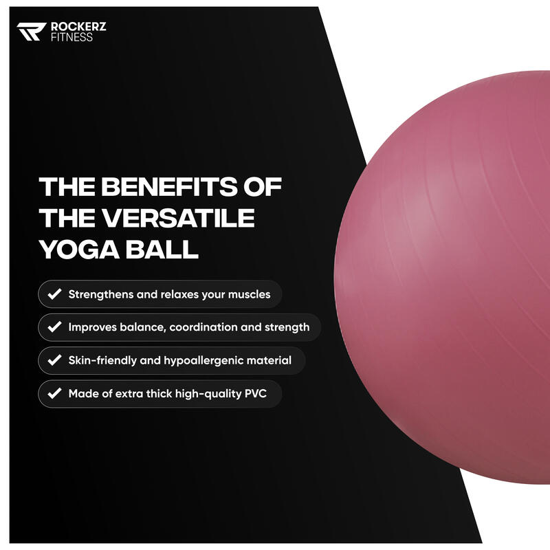 Ballon de fitness - Ballon de yoga - Ballon de gym - 75 cm - Muave