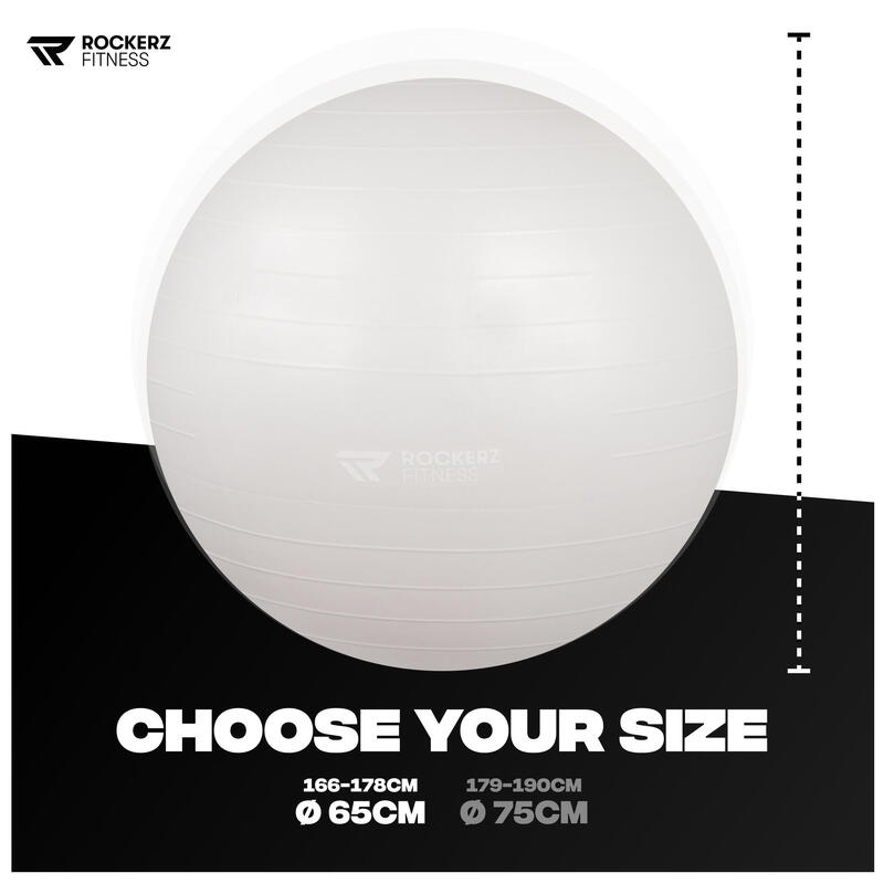 Fitnessbal - Yoga bal - Gymbal - Zitbal - 65 cm - Kleur: Parelmoer