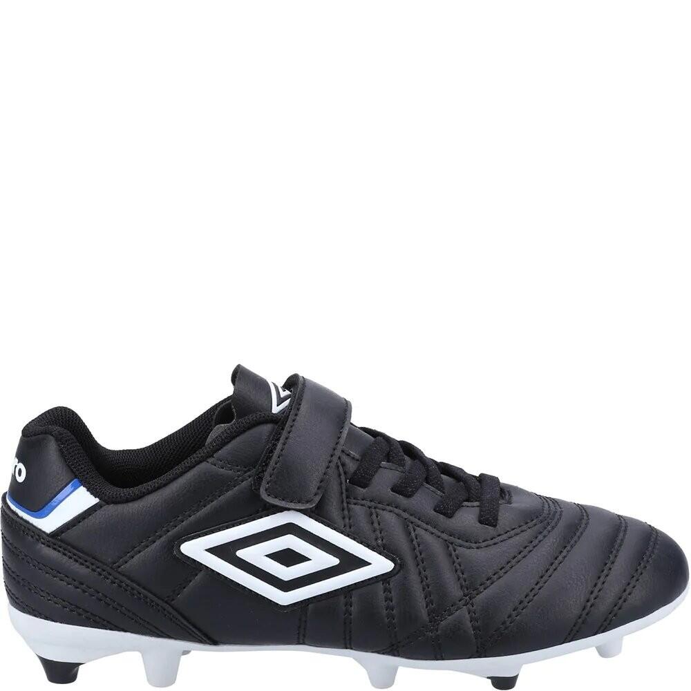 Childrens/Kids Speciali Liga Firm Football Boots (Black/White) 3/4