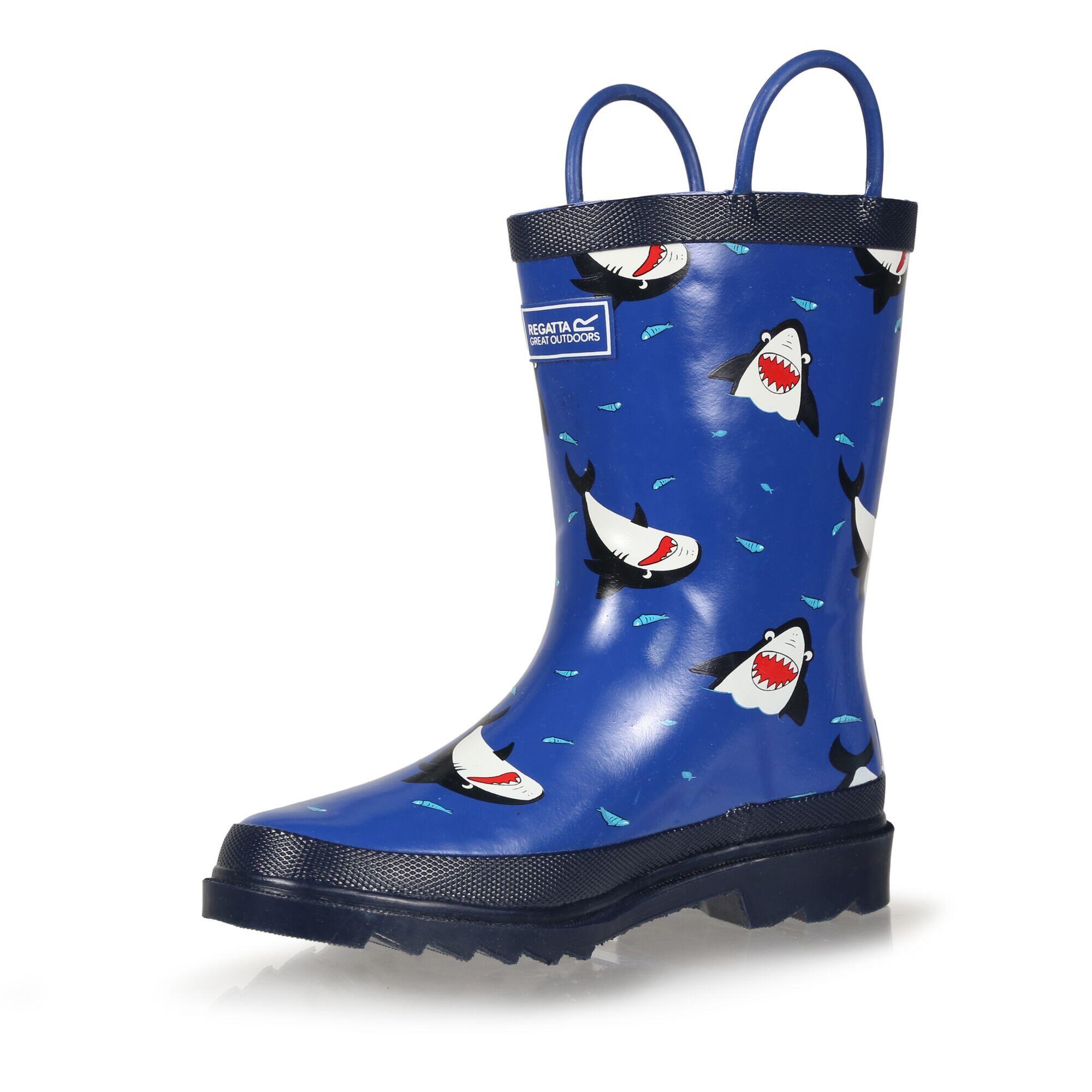 Great Outdoors Childrens/Kids Minnow Patterned Wellington Boots (Sharks/Nautic) 4/5