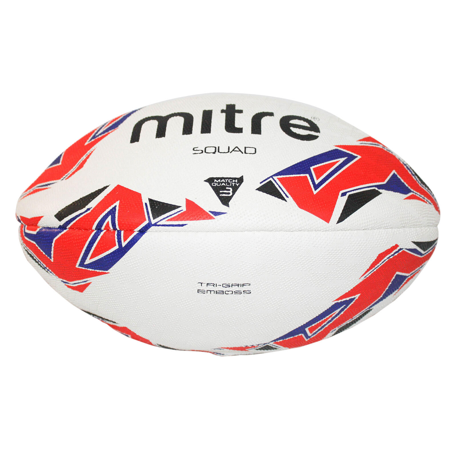 Pallone da rugby SQUAD (bianco / rosso / blu)