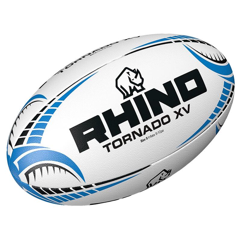 Ballon de rugby TORNADO (Blanc / Bleu / Noir)