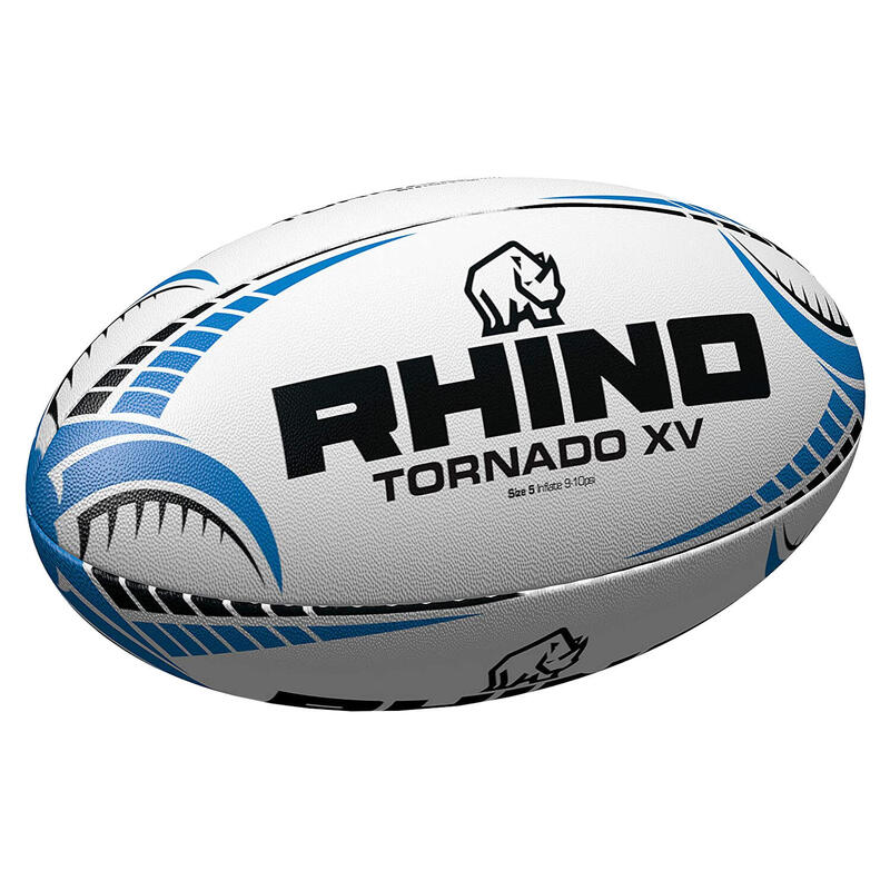 Ballon de rugby TORNADO (Blanc / Bleu / Noir)