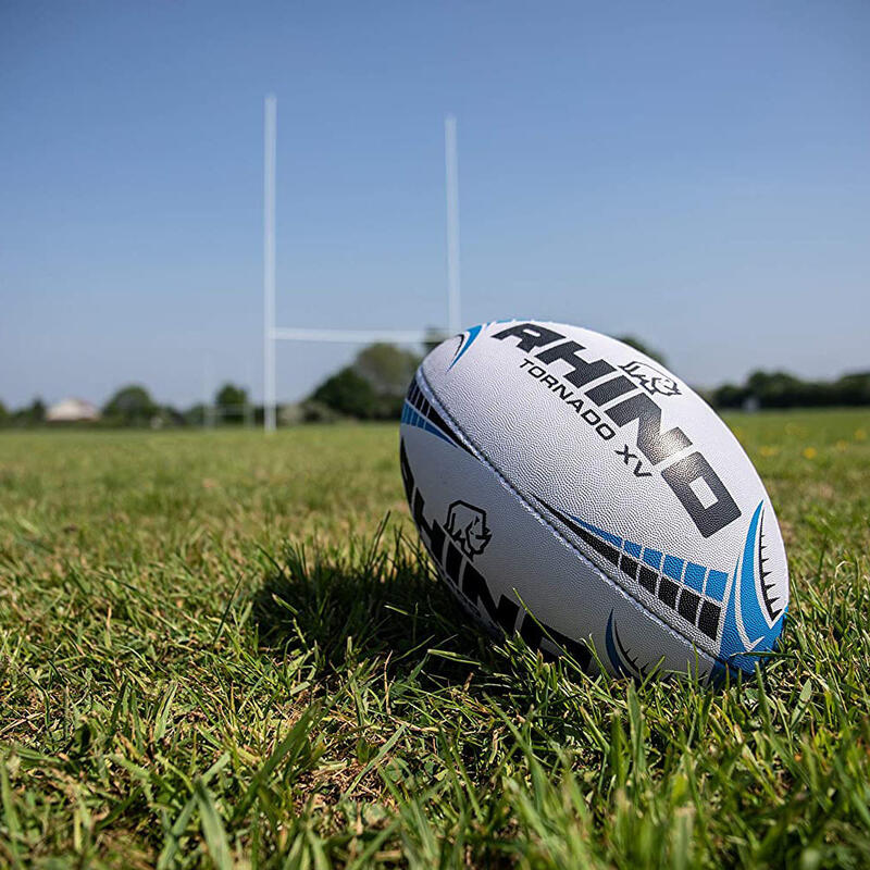 Ballon de rugby TORNADO (Blanc / Bleu / Noir)