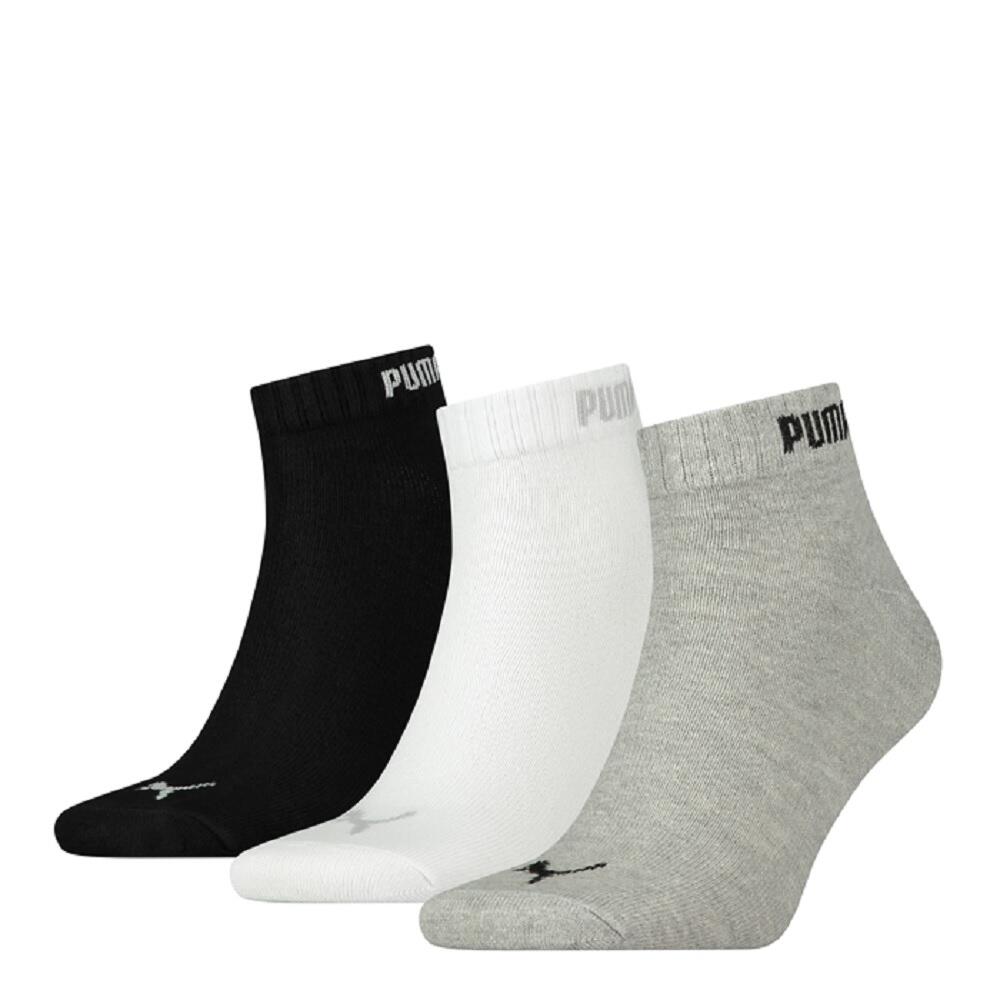 PUMA Womens/Ladies Quarter Ankle Socks (Pack of 3) (Black/Grey/White)