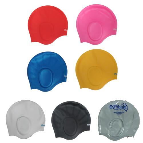 CAP110 成人防黏髮耐用舒適耳形泳帽 - 黑色