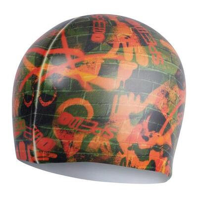 Cappellino con stampa digitale Speedo - Verde oliva/Arancio Salso