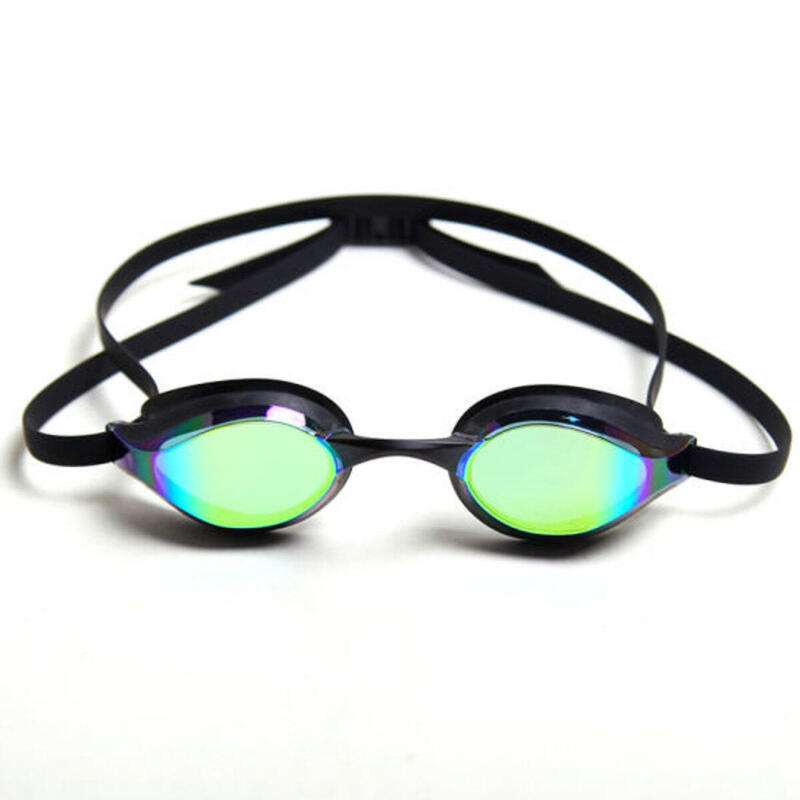 [MS-9800MR] 防霧 防UV 成人反光矽膠泳鏡 - 黑色 / 金色