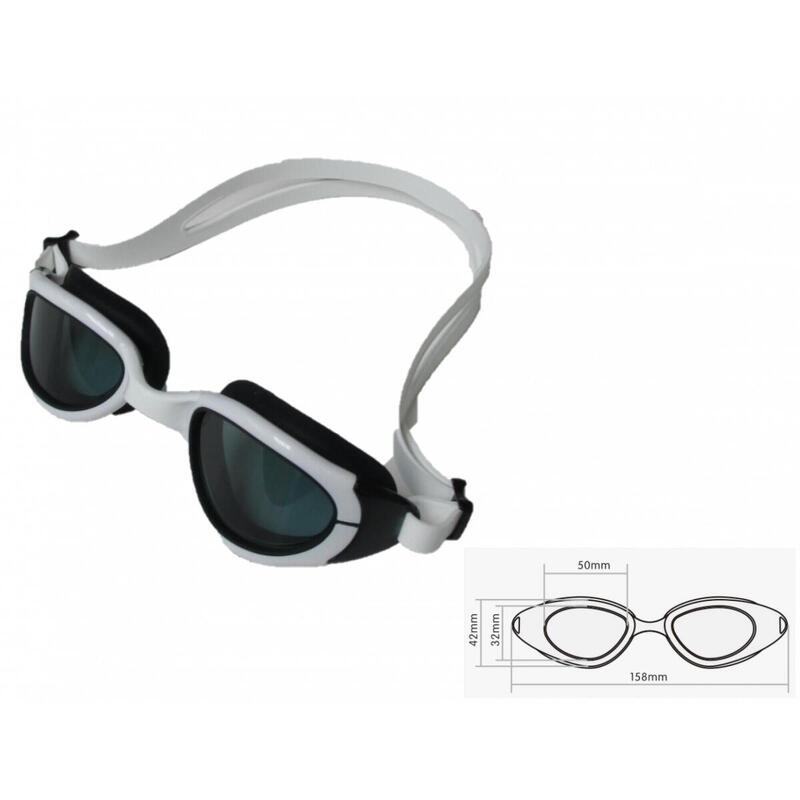 MS4400 Silicone Anti-Fog UV Protection Reflective Swimming Goggles - Black/White