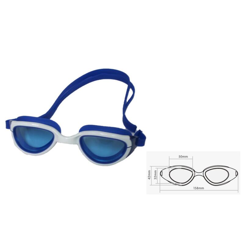 【MS-4400】 防霧防UV高級矽膠泳鏡 - 藍色/白色