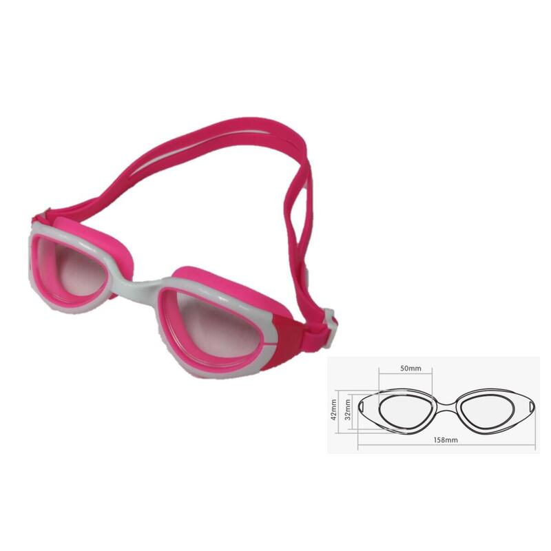 MS4400 Silicone Anti-Fog UV Protection Reflective Swimming Goggles - Pink/White