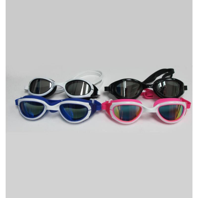 MS4400MR Silicone Anti-Fog UV Protection Reflective Swimming Goggles - Black