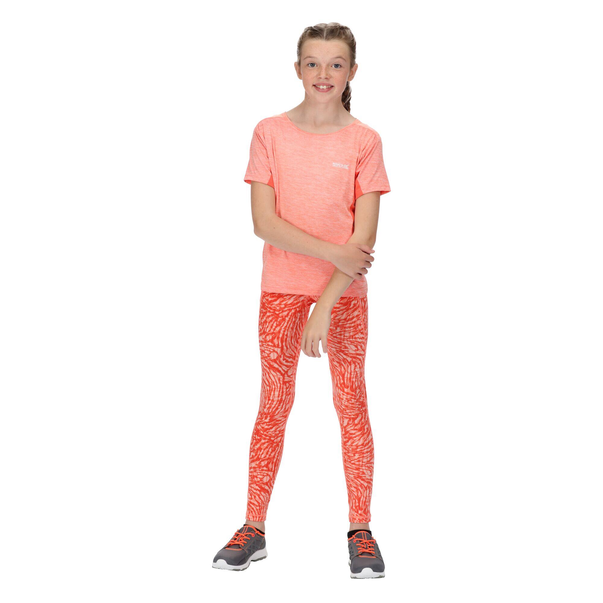 Childrens/Kids Atkin II Animal Print Leggings (Neon Peach) 3/5