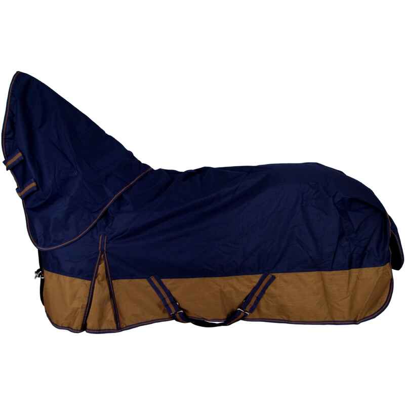 Winterdecke Full Neck 300g Füllung 600D BASICLINE dunkelblau/braun