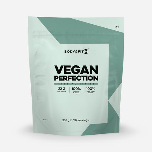 BODY&FIT Vegan Perfection Eiwitshake - Plantaardig - Strawberry Banana - 34 shakes