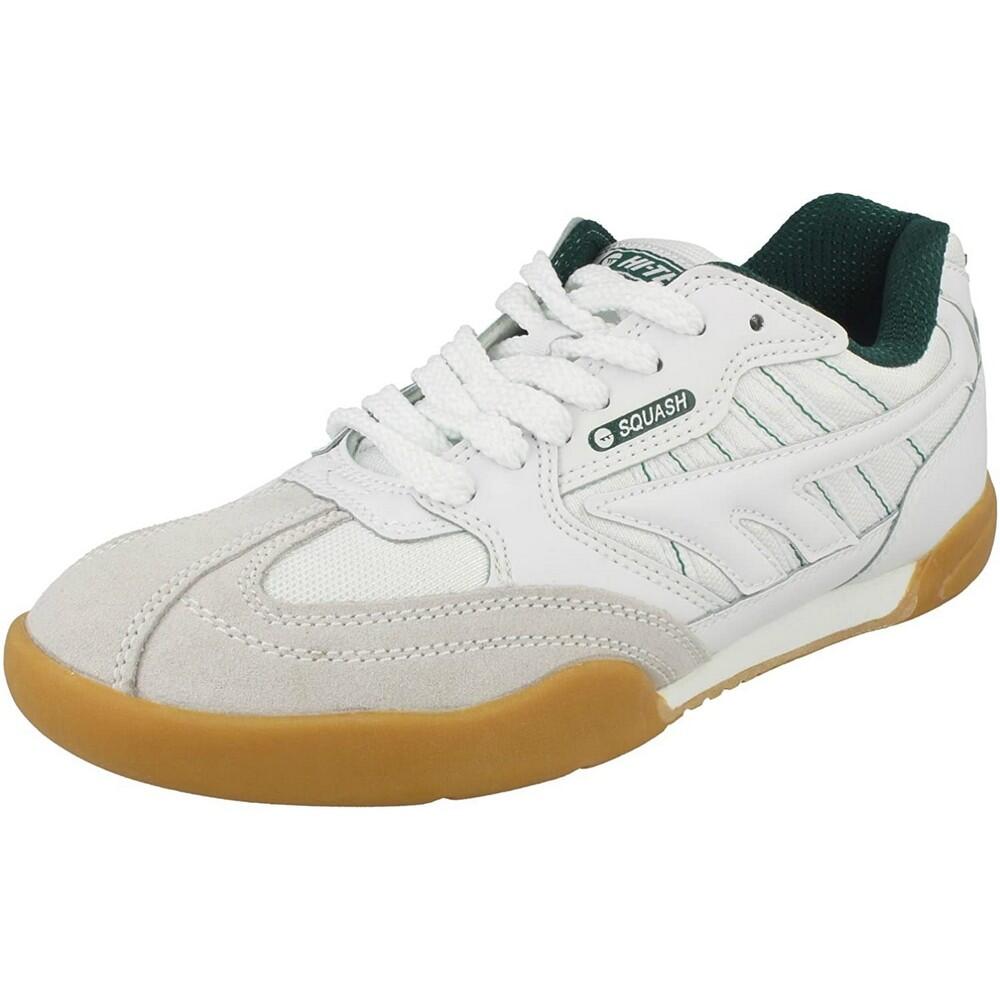 HI-TEC Unisex Adult Suede Squash Trainers (White/Grey/Brown)