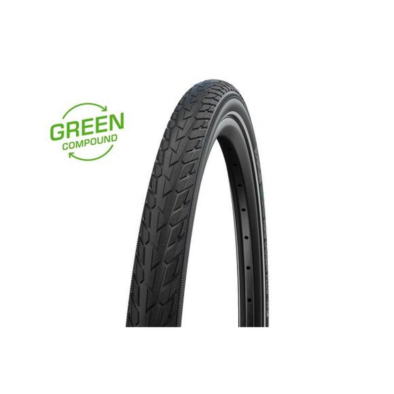 Pneu vtt/urbain 26x1.75 Schwalbe road cruiser plus noir/vert tr  (47-559)