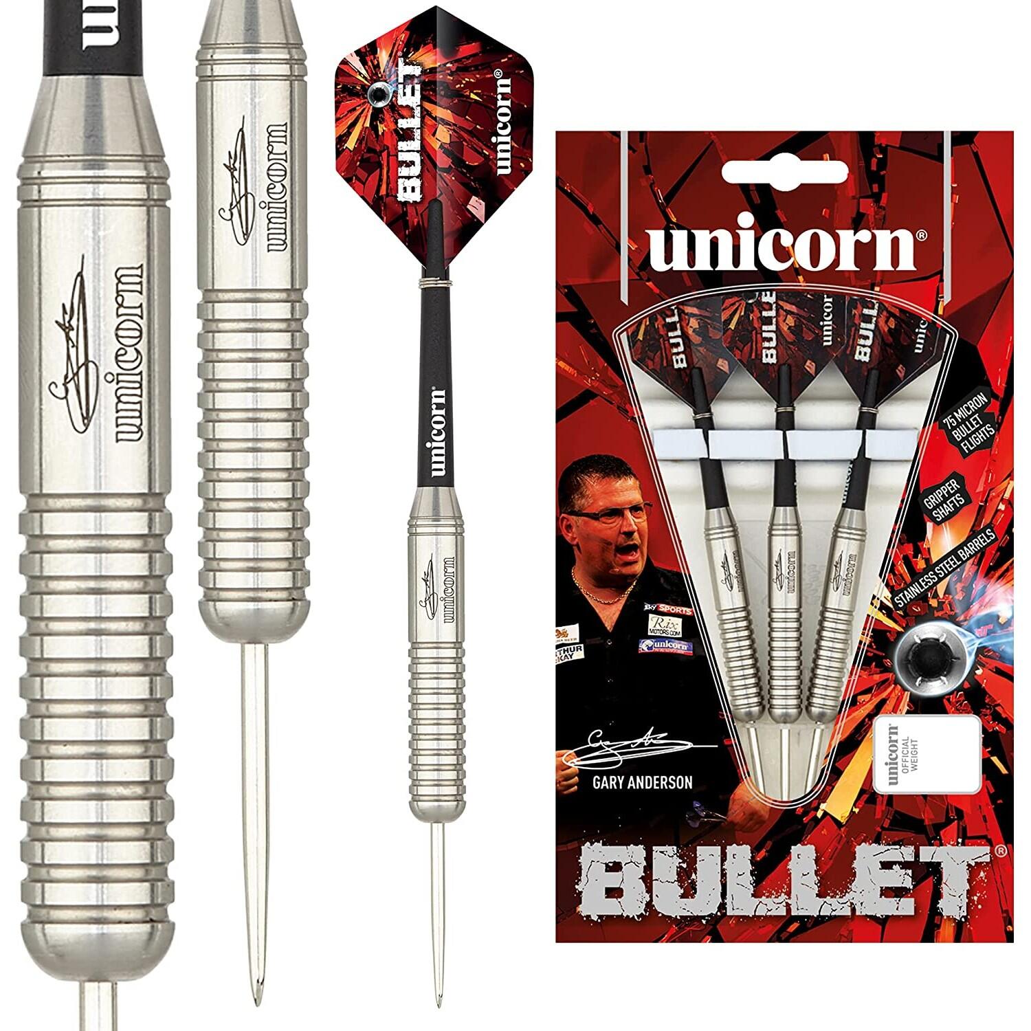 UNICORN Bullet Stainless Steel Darts (Pack of 3) (Silver/Black)
