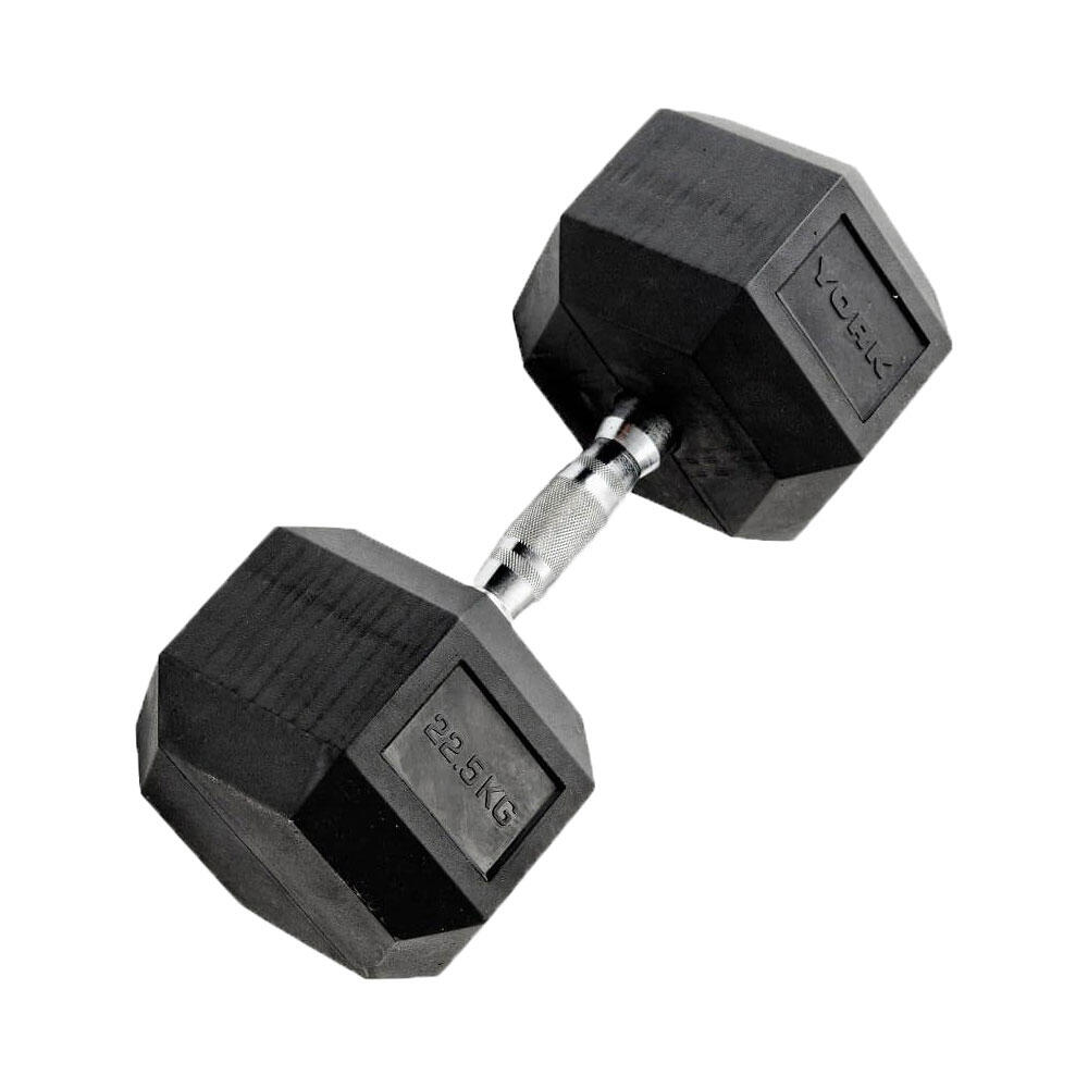 York Fitness Rubber Hex Dumbbells 2 x 22.5kg 3/3