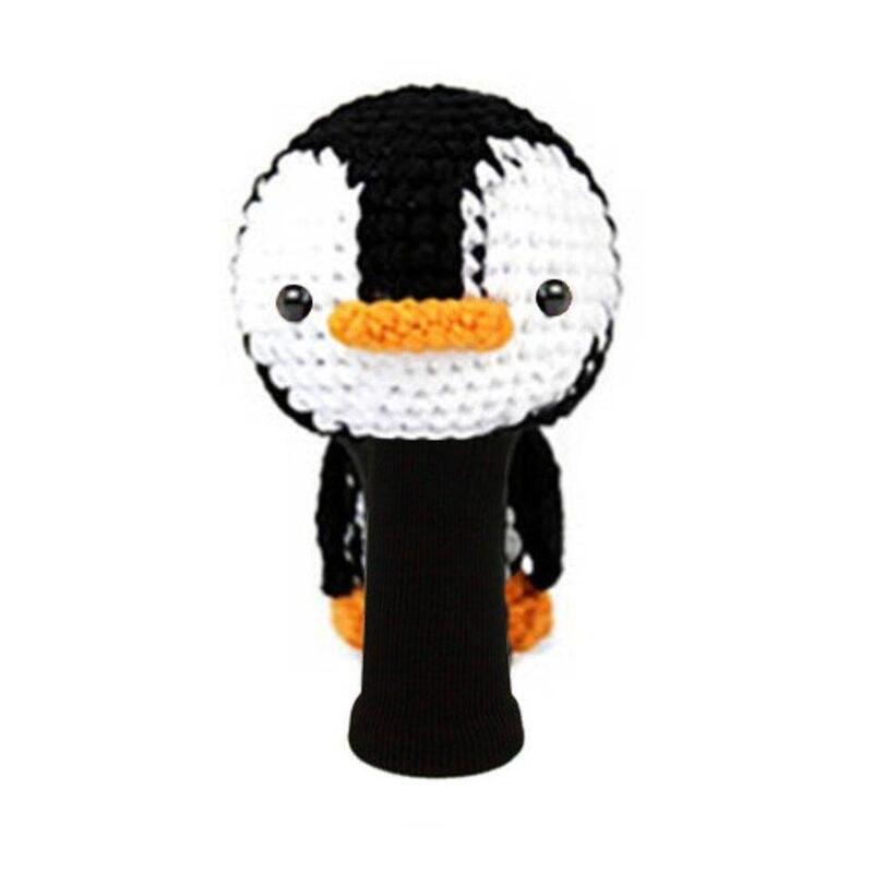 S106 手工製作企鵝高爾夫發球木桿頭套 - 黑色/白色