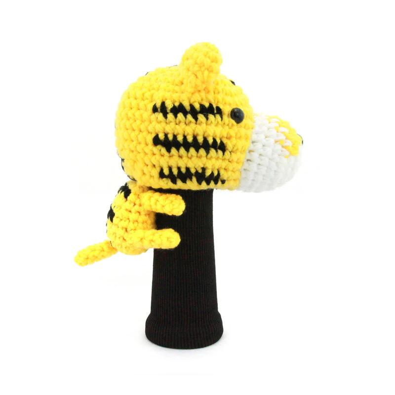 A217 HANDMADE TIGER GOLF DRIVER HEAD COVER - YELLOW