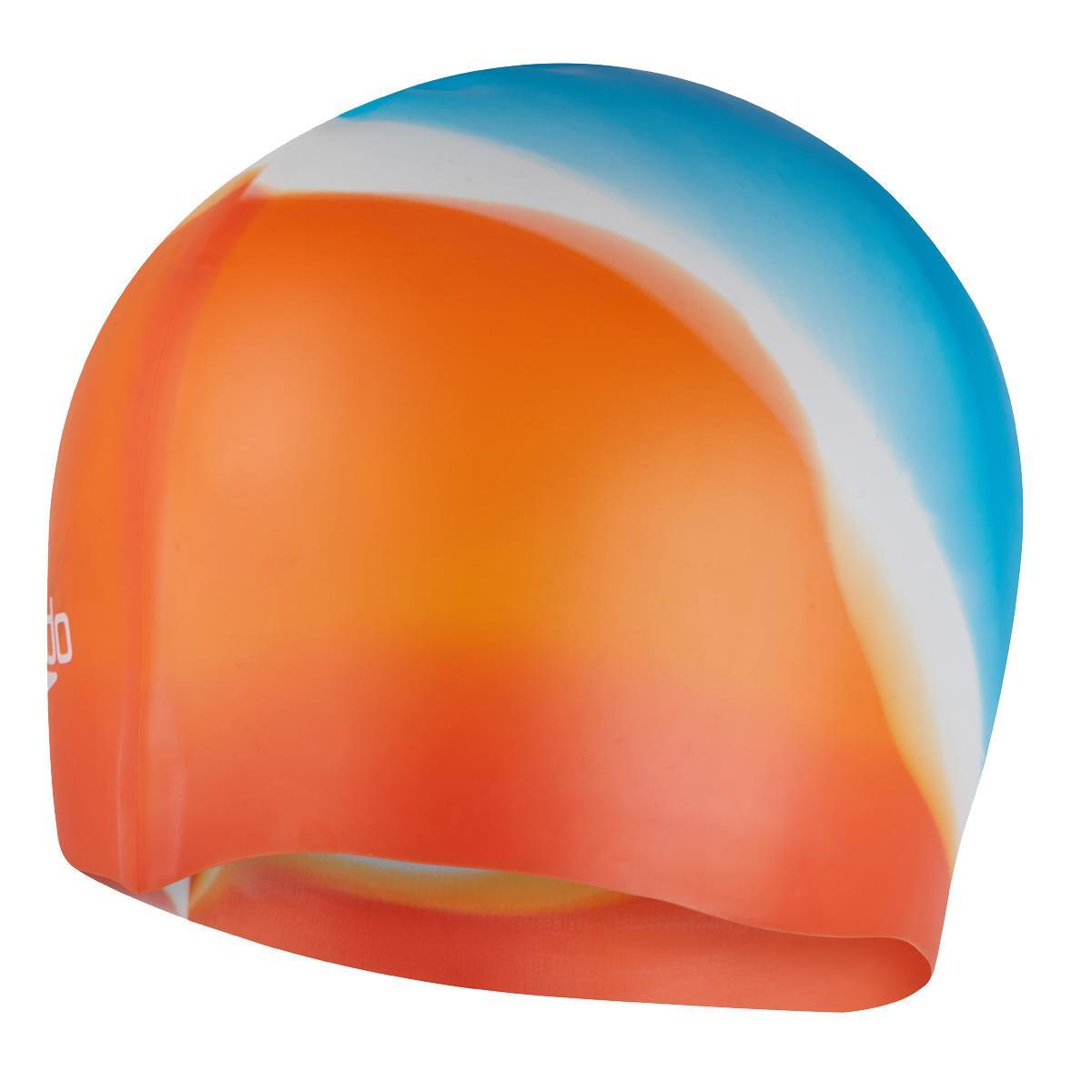 Speedo Multi Colour Silicone Cap - Hypersonic Blue/ Volcanic Orange 1/3