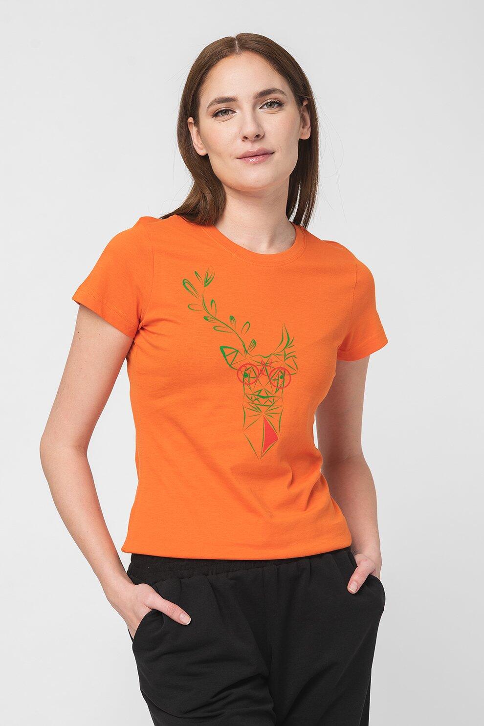 Tricou Cerb Familie Femei Orange-XS