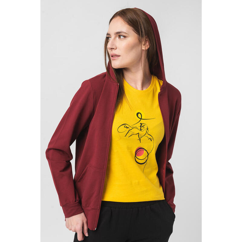 Hanorac Coton Casual Femei Burgundy-XL
