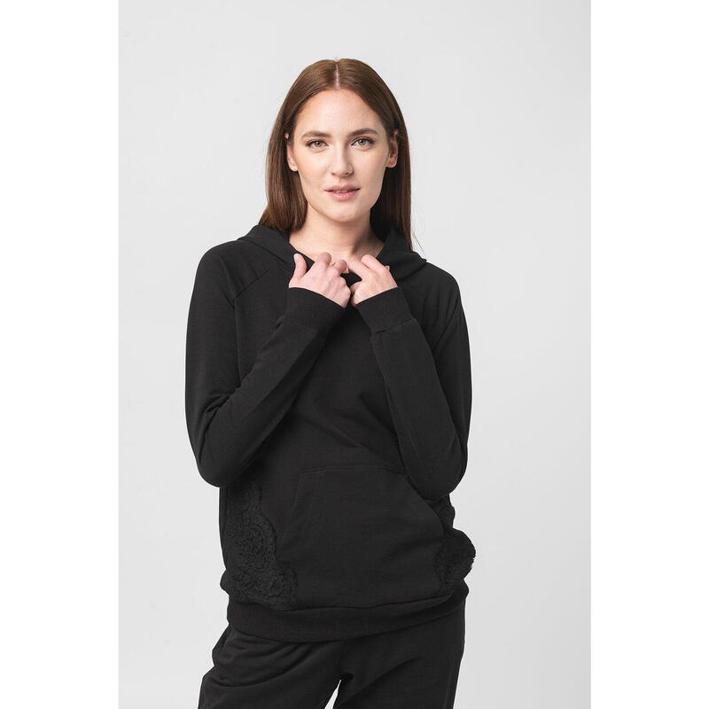 Hanorac Coton Dantela Femei Black-XL
