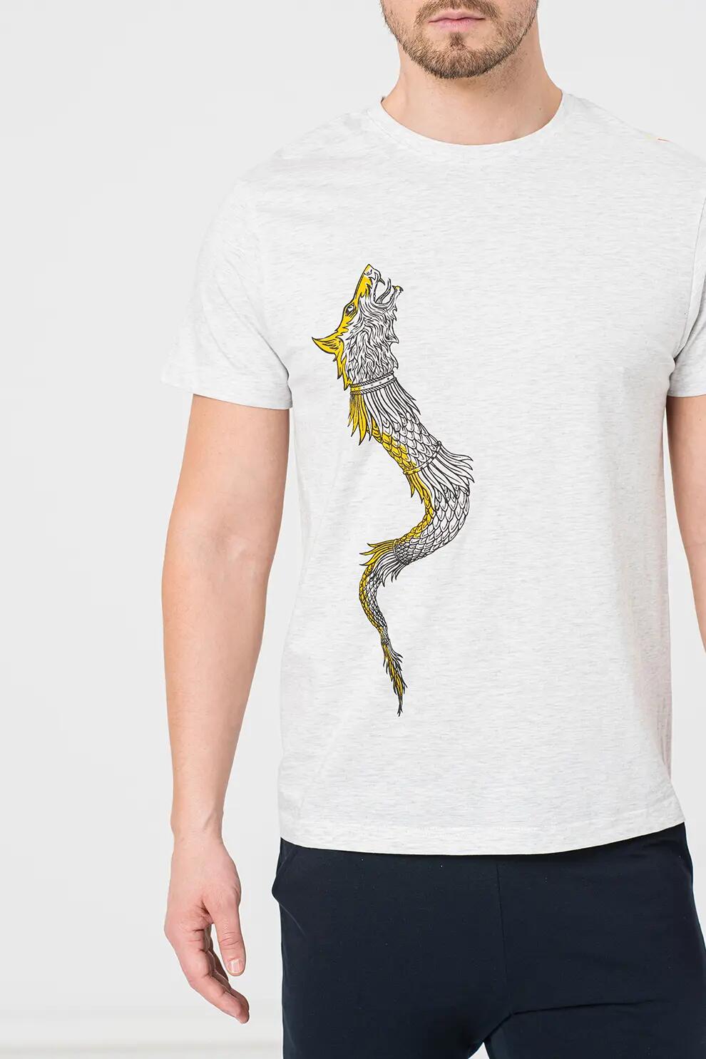 Tricou Casual Dracon Barbati Light Gray-XL 5/5
