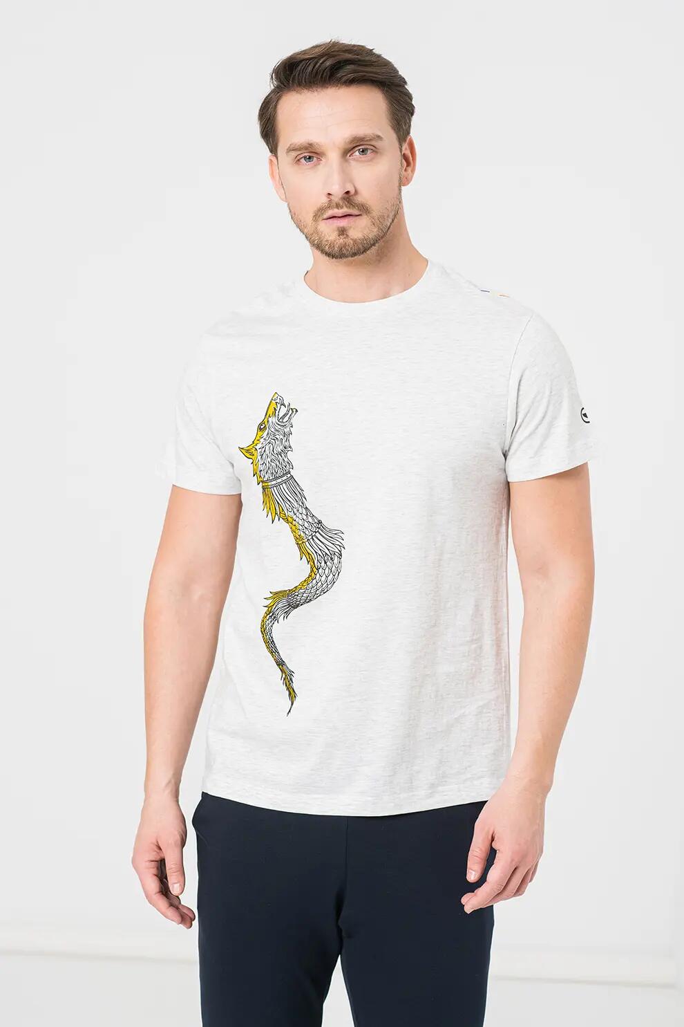Tricou Casual Dracon Barbati Light Gray-XL 2/5