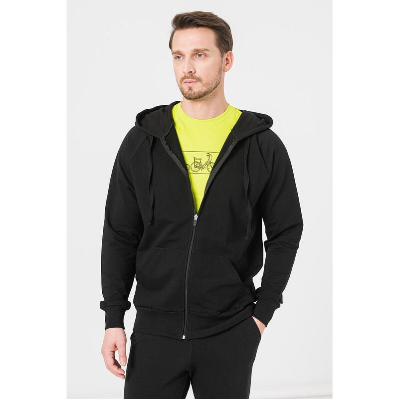 Hanorac Coton Casual Barbati Black-L