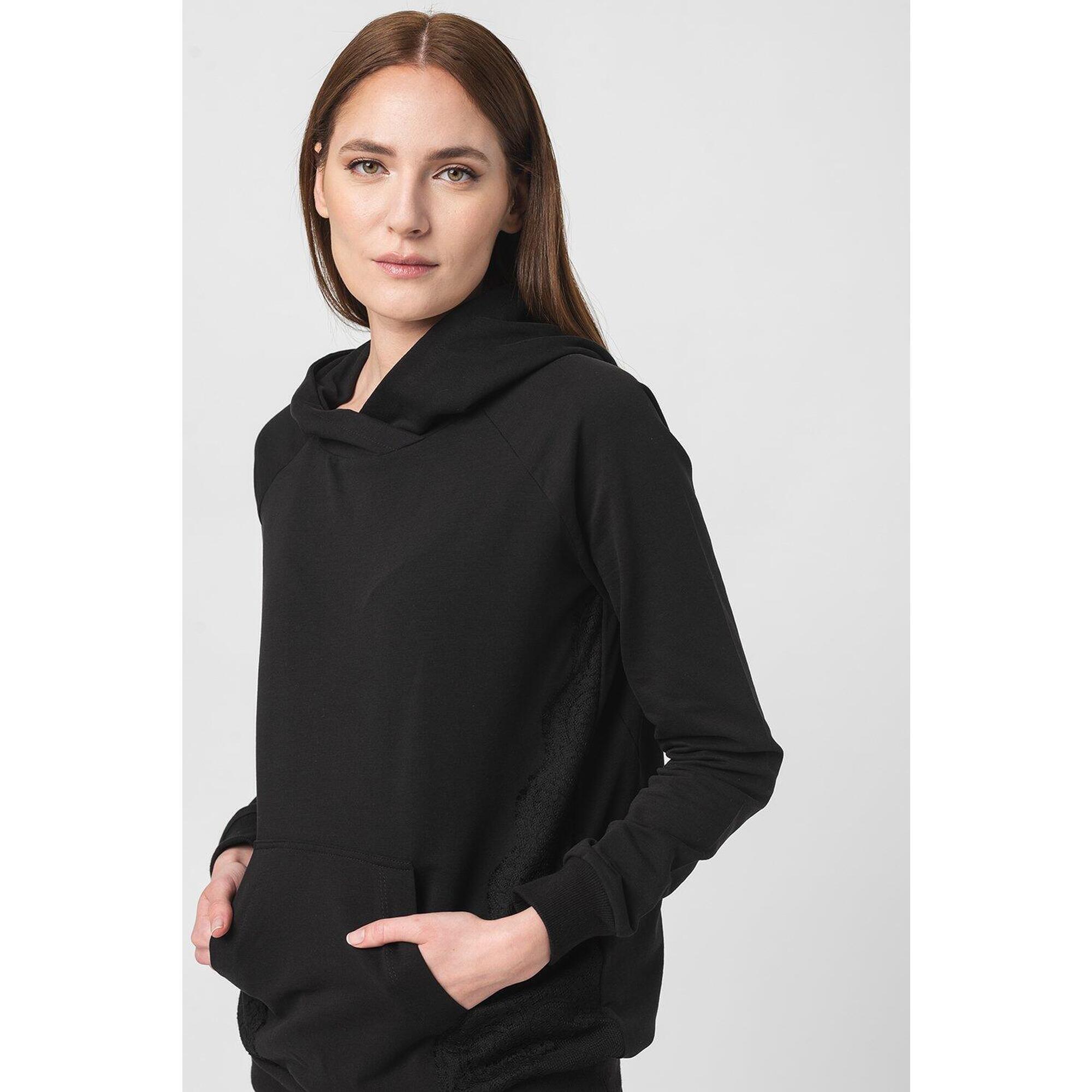 Hanorac Coton Dantela Femei Black-XS