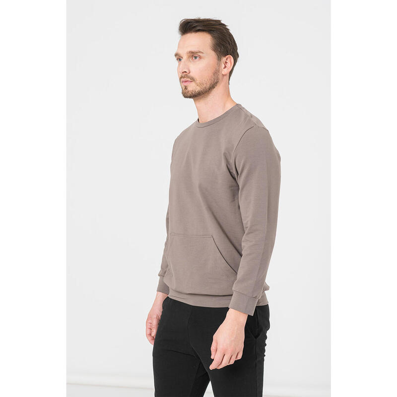 Bluza Coton Casual Barbati Taupe-M