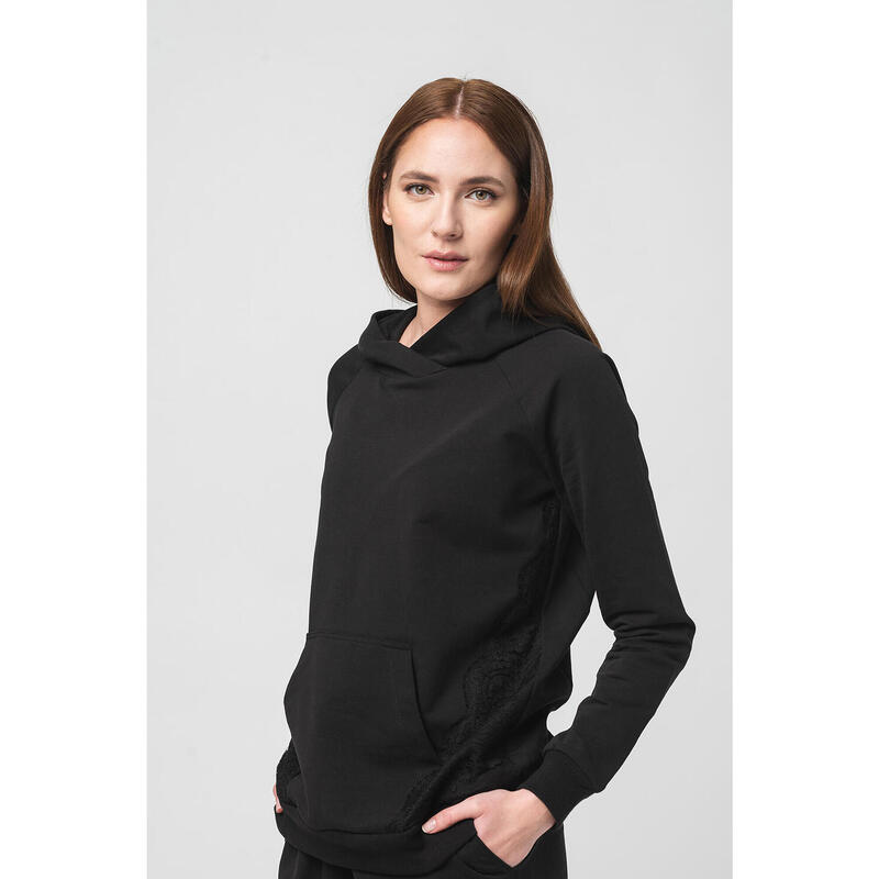 Hanorac Coton Dantela Femei Black-XL