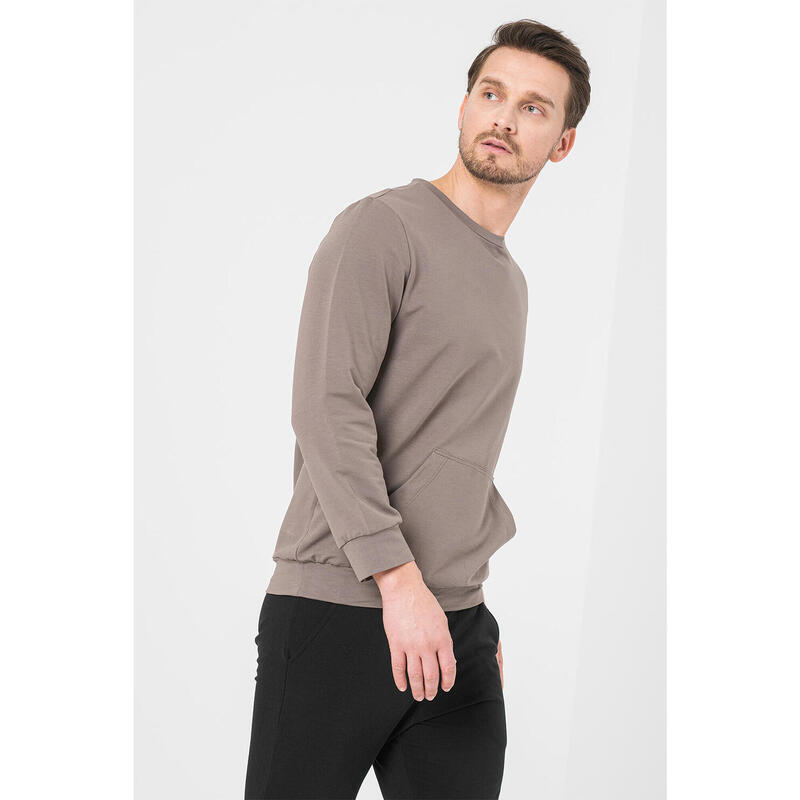 Bluza Coton Casual Barbati Taupe-M