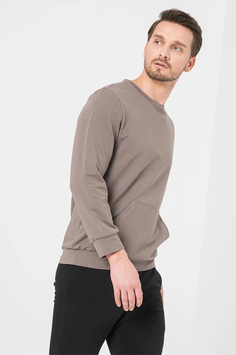 Bluza Coton Casual Barbati Taupe-L 2/5