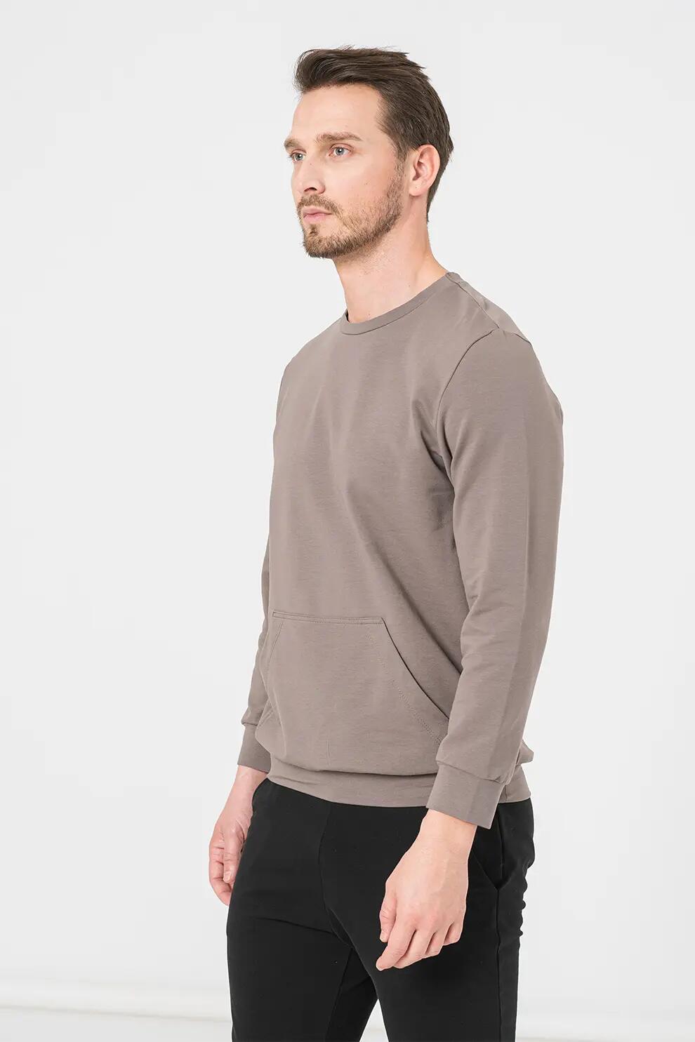 Bluza Coton Casual Barbati Taupe-L 4/5