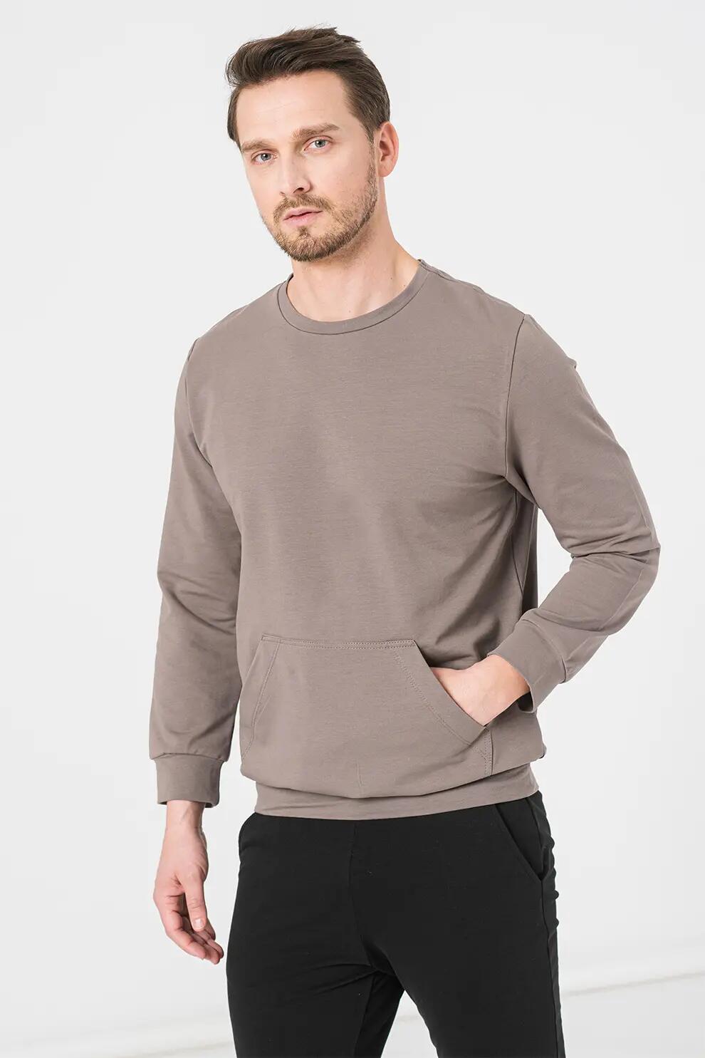 Bluza Coton Casual Barbati Taupe-L 5/5