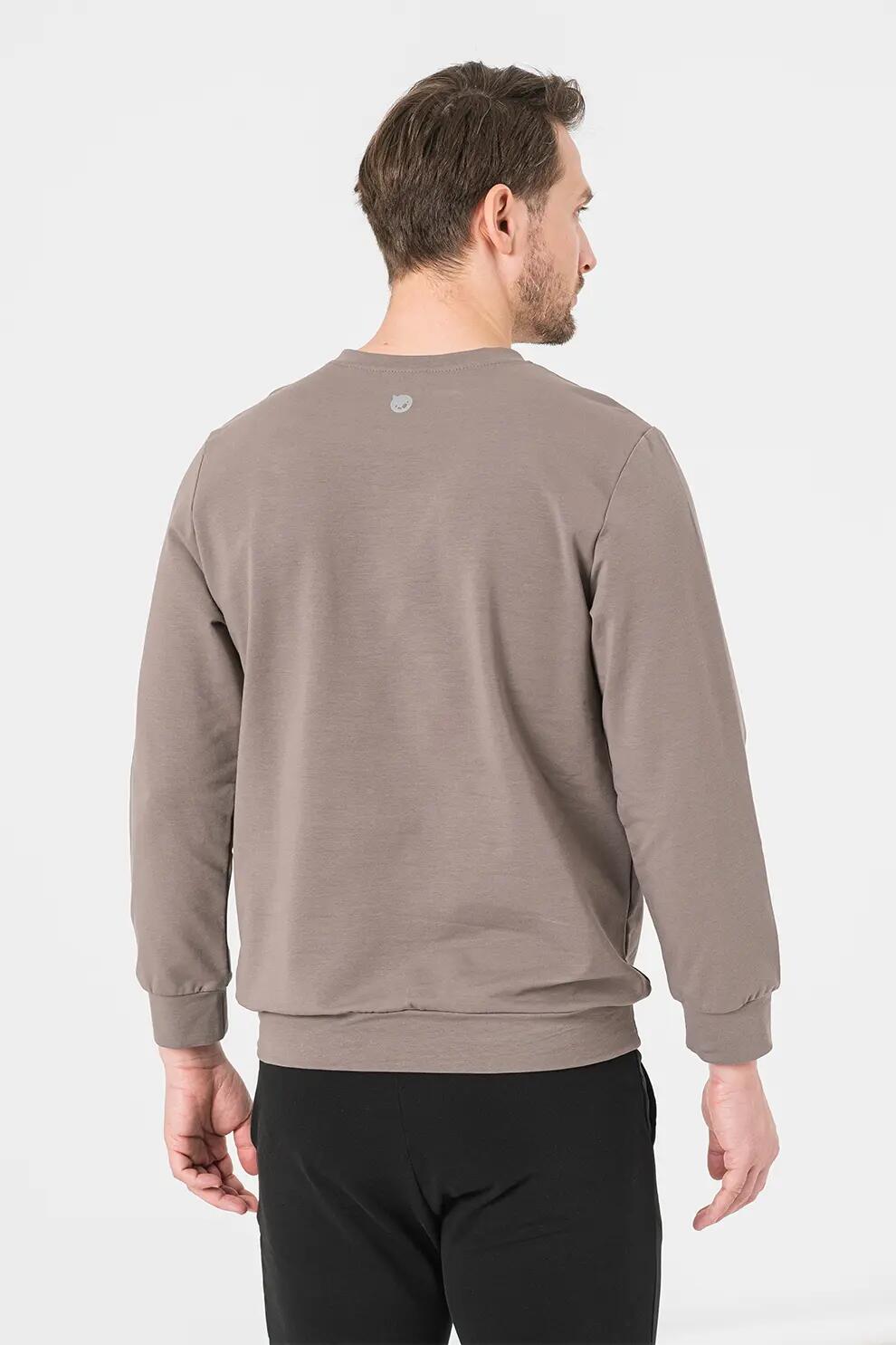 Bluza Coton Casual Barbati Taupe-L 3/5