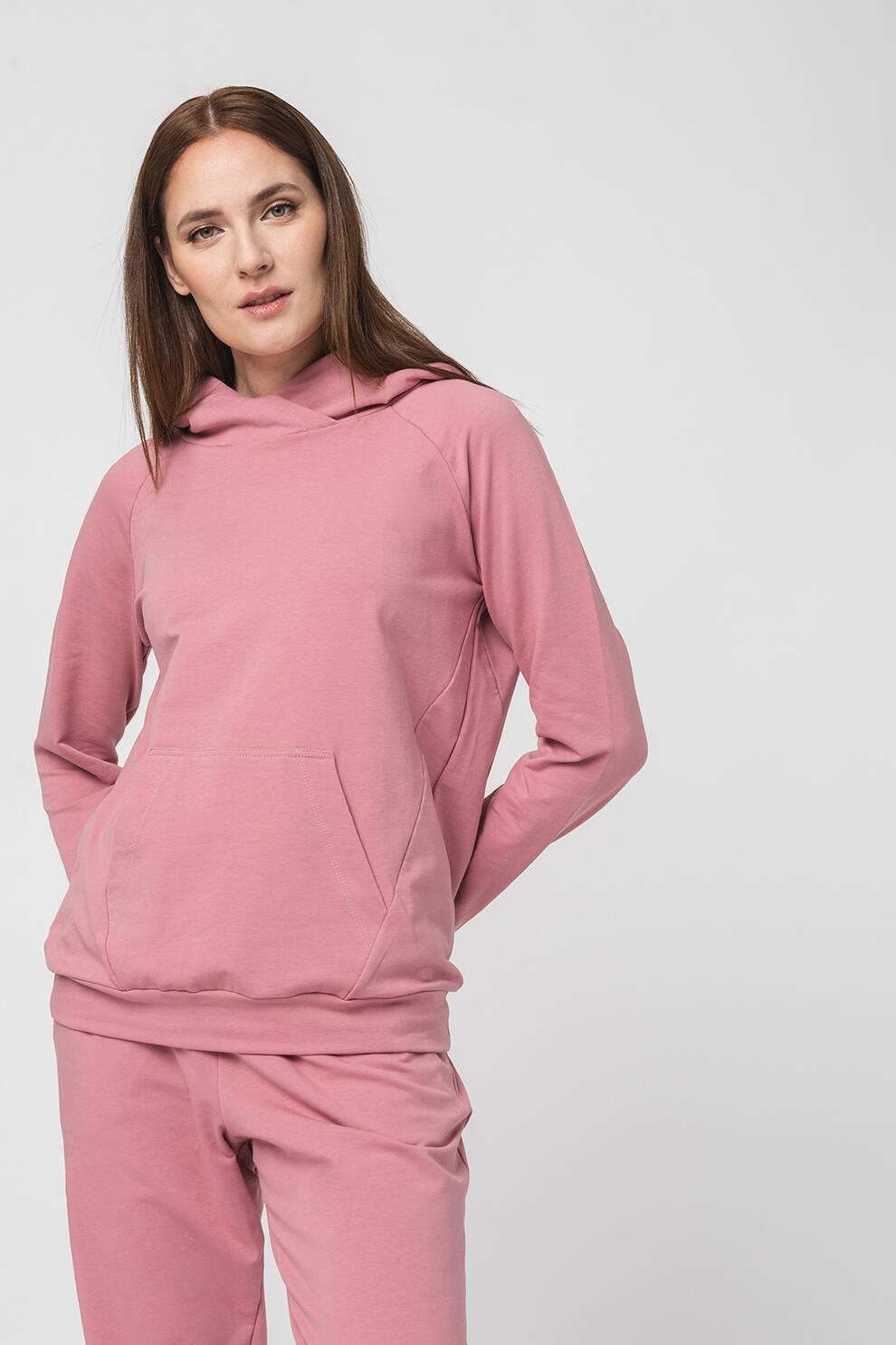 Hanorac Coton Raglan Femei Pink-XS