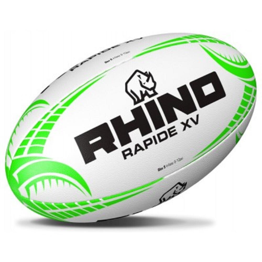 Rapide XV Rugby Ball (White/Green) 2/3