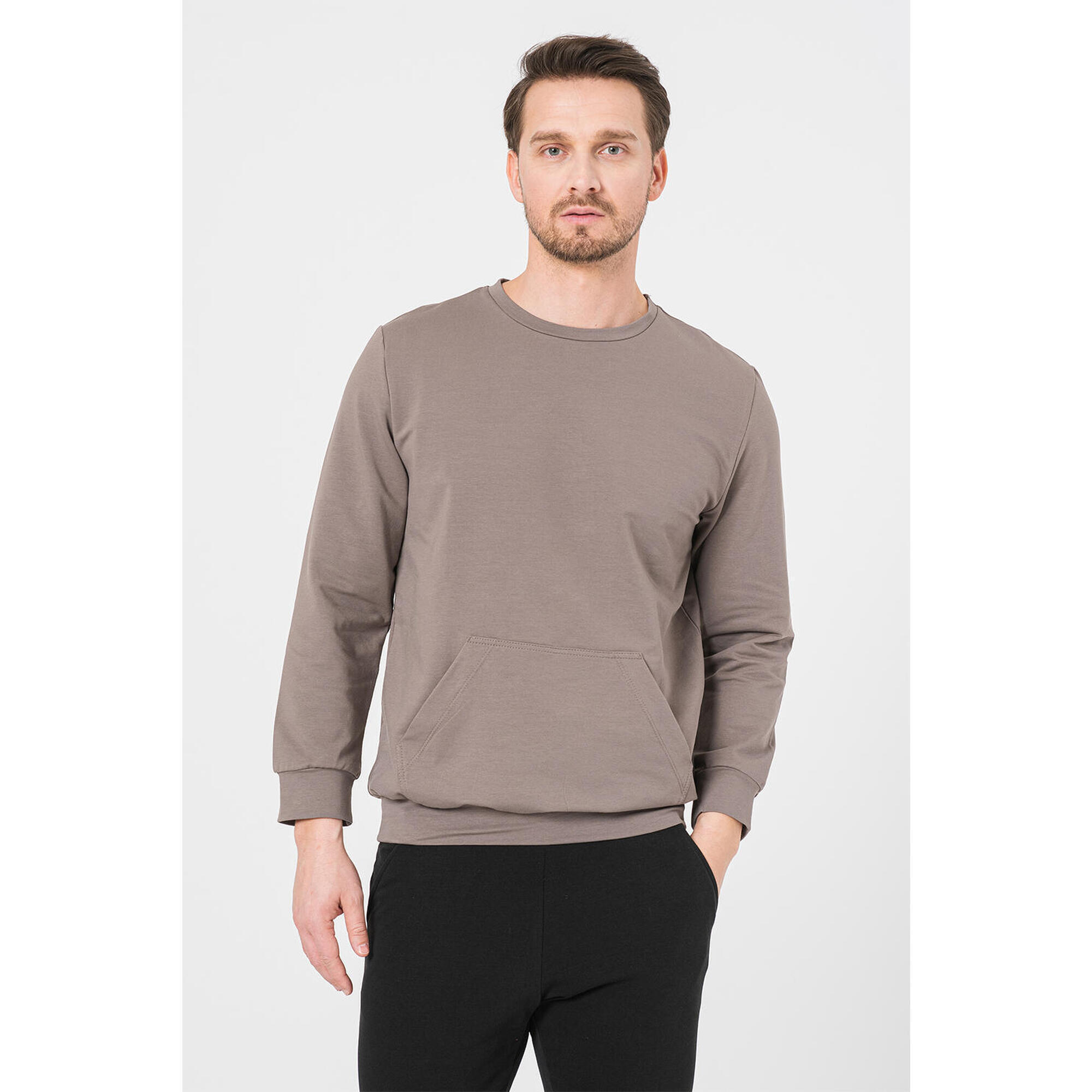 Bluza Coton Casual Barbati Taupe-XXL