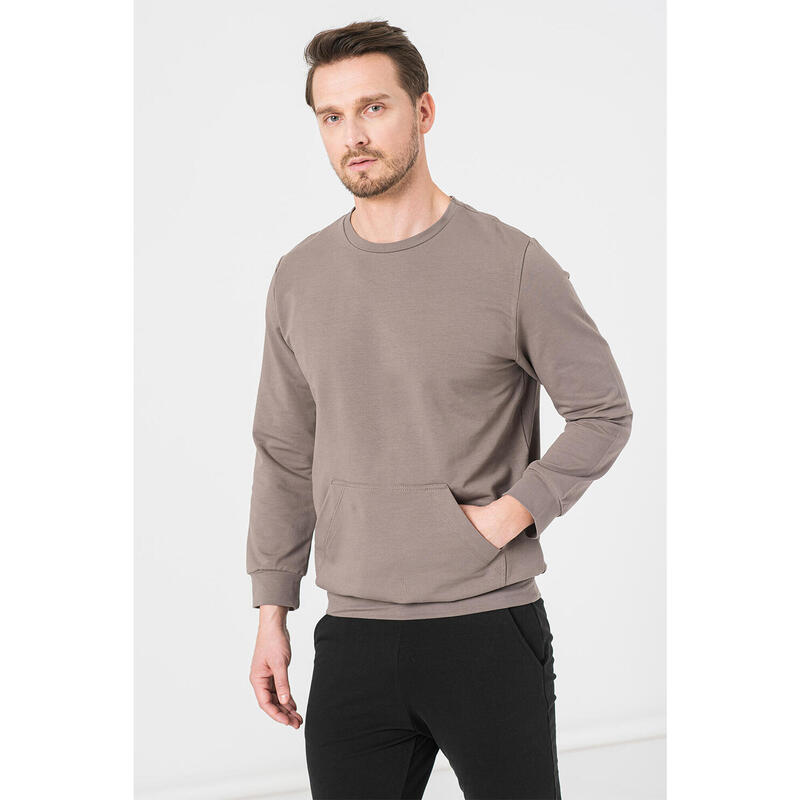 Bluza Coton Casual Barbati Taupe-XXL