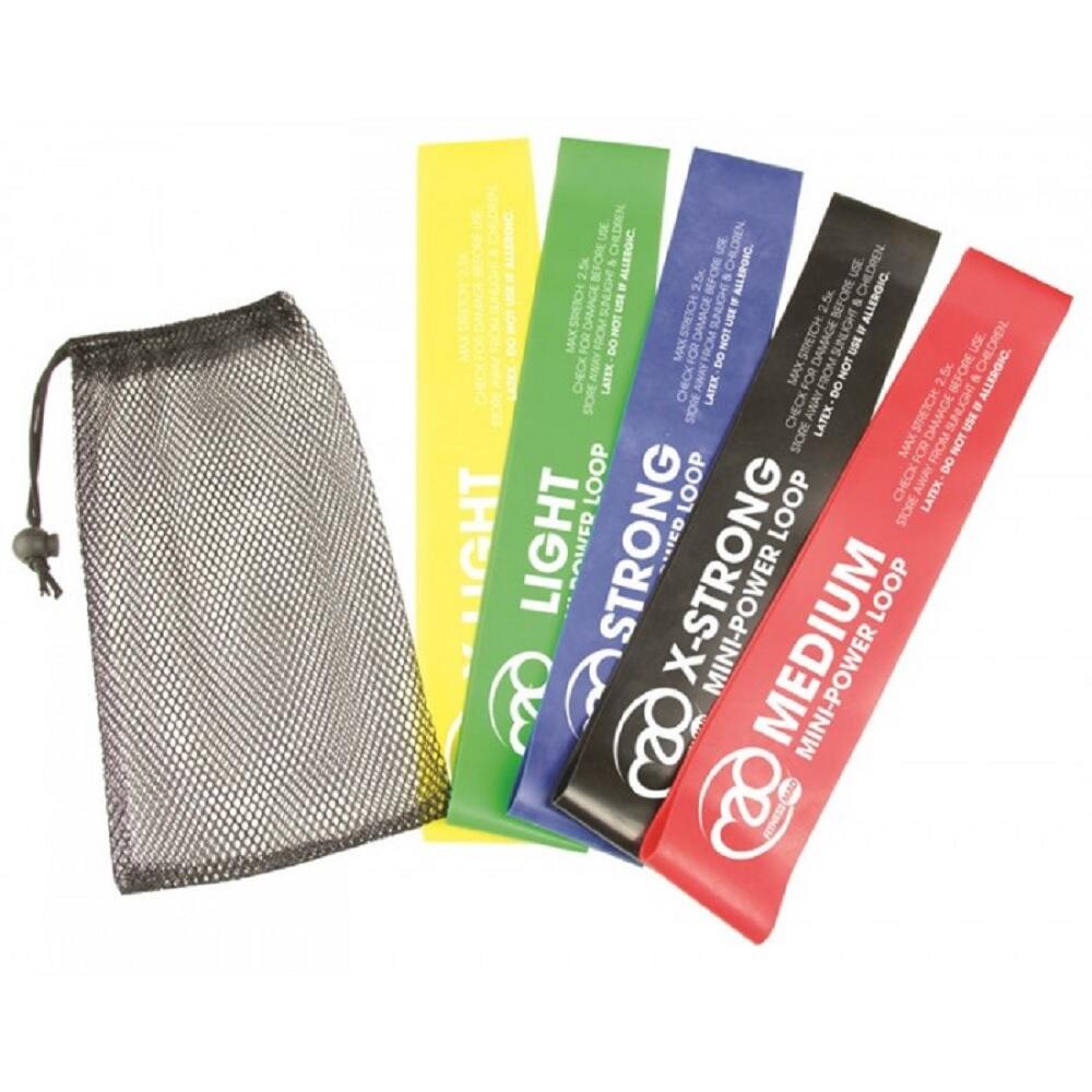 Power Mini Resistance Band Set Pack of 5 Multicoloured FITNESS MAD Decathlon