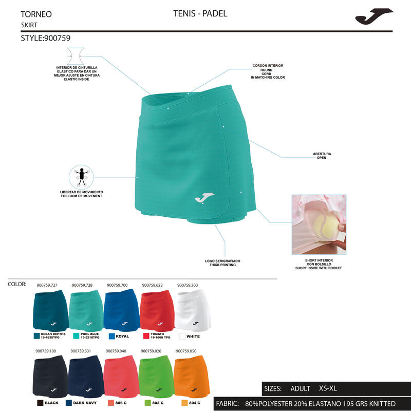 Jupe Padel Femme Joma Open II Bleu Marine