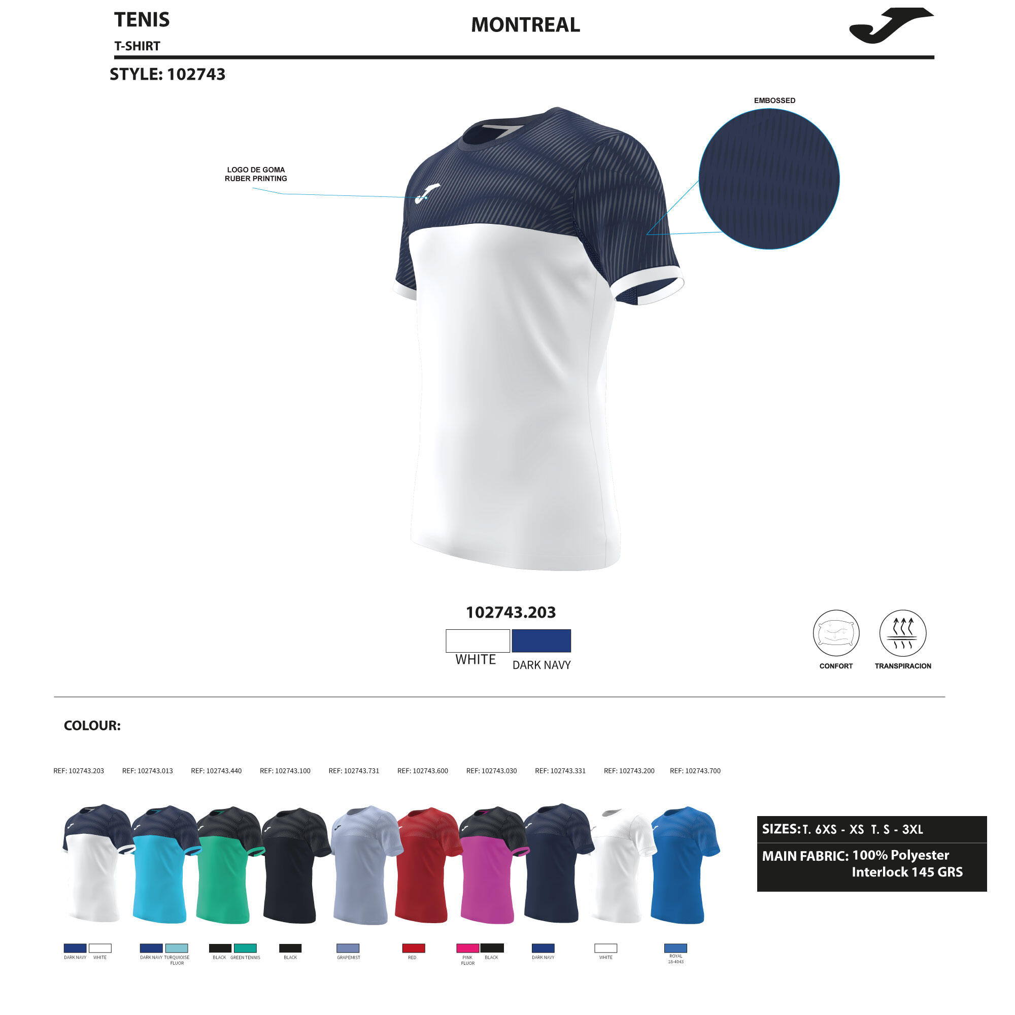 T-Shirt Manga Curta Padel Homem Joma Montreal Branco 3/7