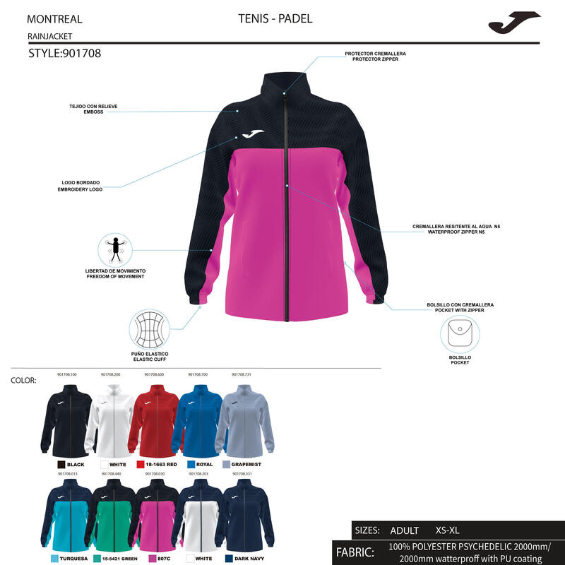 Geaca de tenis de dama Joma Montreal Raincoat