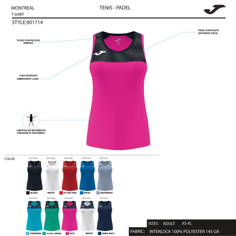 Débardeur Padel Femme Joma Montreal Bleu Marine