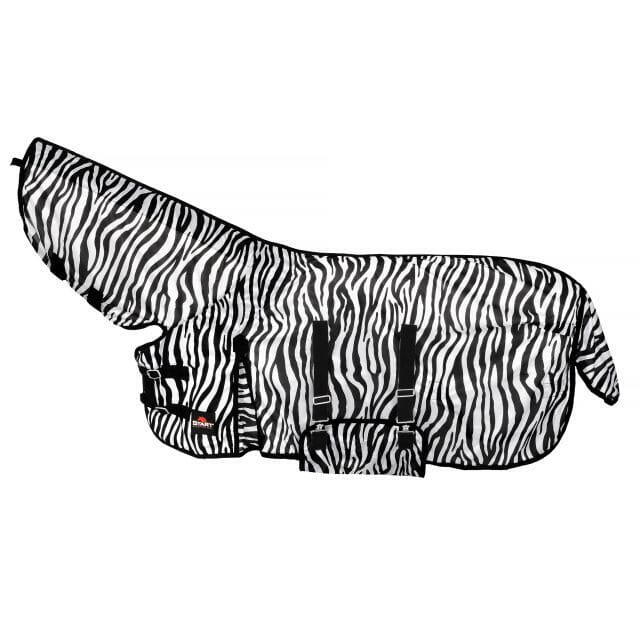 Fliegendecke mit Halsteil und Bauchlatz START Zebra schwarz/weiß